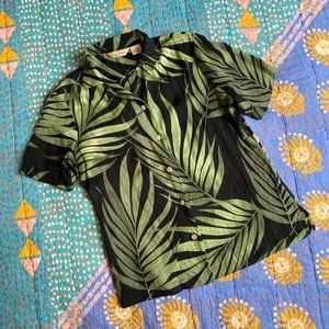VINTAGE Tommy Bahama 100% Silk Palm Pattern Button Down Shirt - Size XS